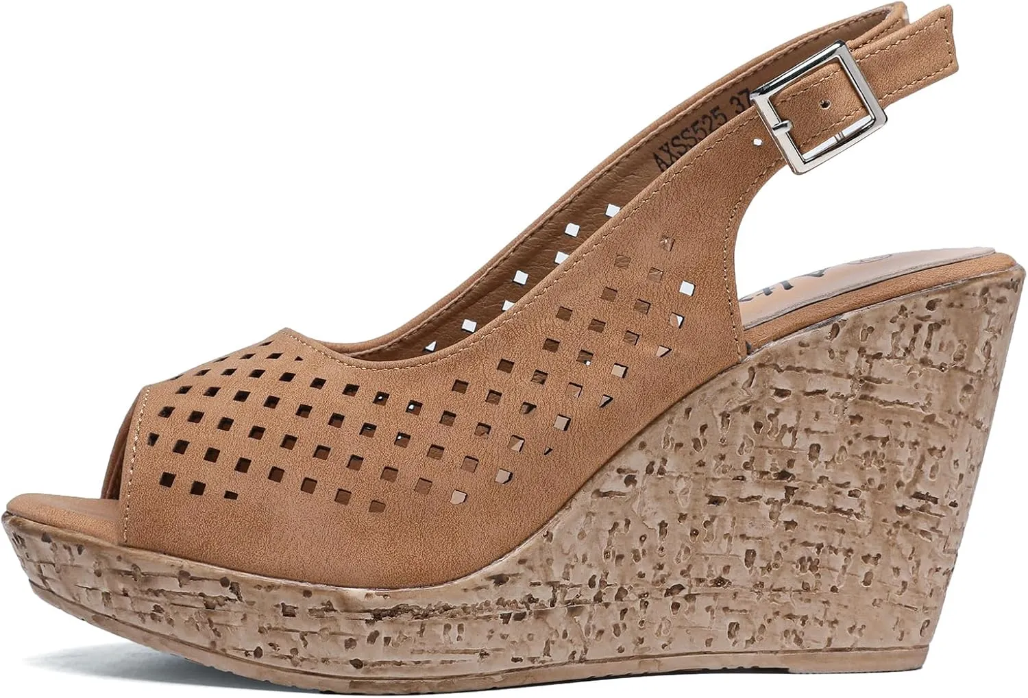 Altxic Women's Comfy Casual Peep Toe Hollow Out Adjustable Buckle Strap Slingback Dressy Platform Wedge Sandals