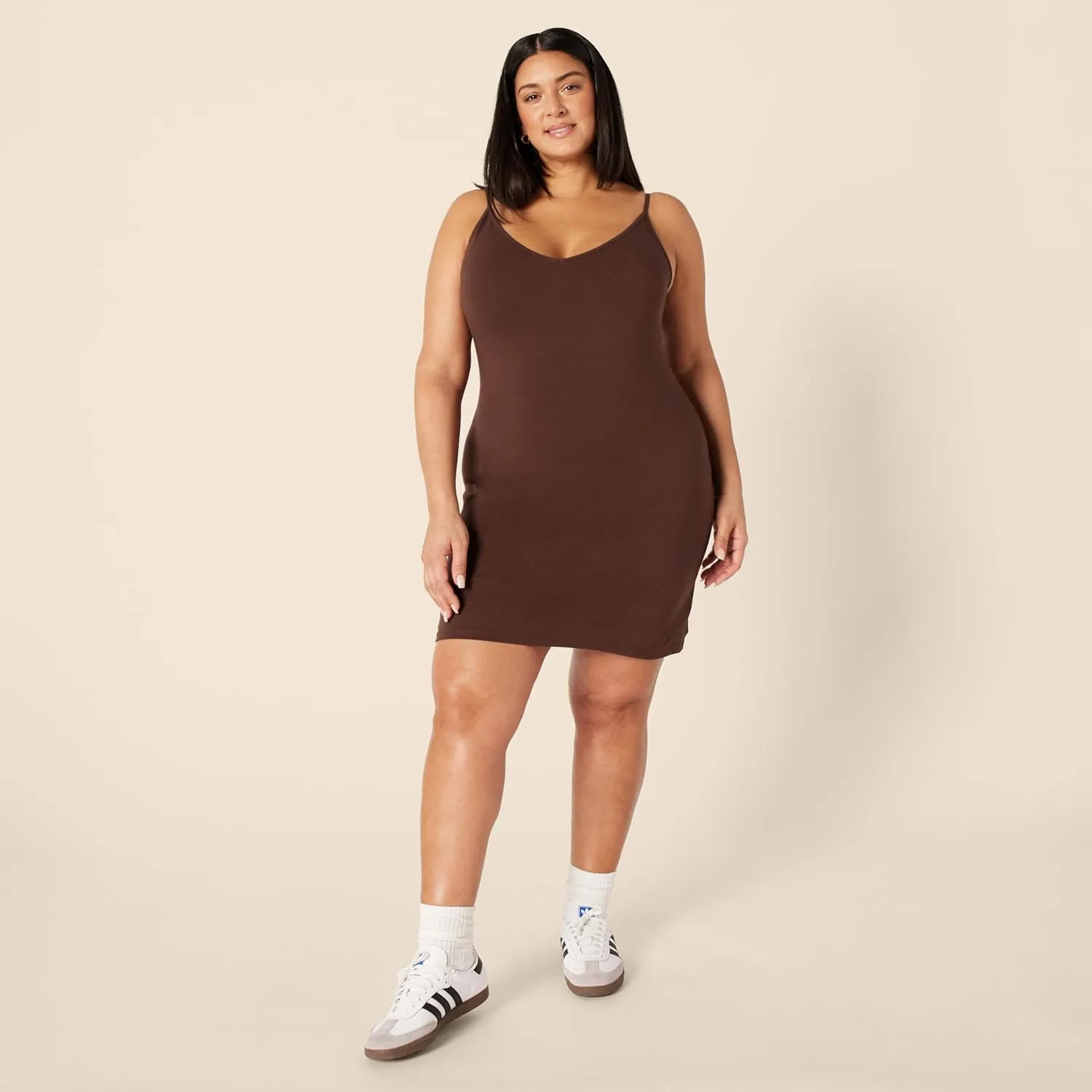 Amazon Essentials Women's Slim Fit Cotton Layering Slip Dress, Pack of 2