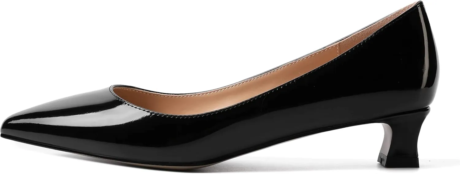AMBELIGHT Womens Slip On Solid Casual Pointed Toe Office Suede Kitten Low Heel Pumps Shoes 1.5 Inch