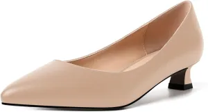 AMBELIGHT Womens Slip On Solid Casual Pointed Toe Office Suede Kitten Low Heel Pumps Shoes 1.5 Inch