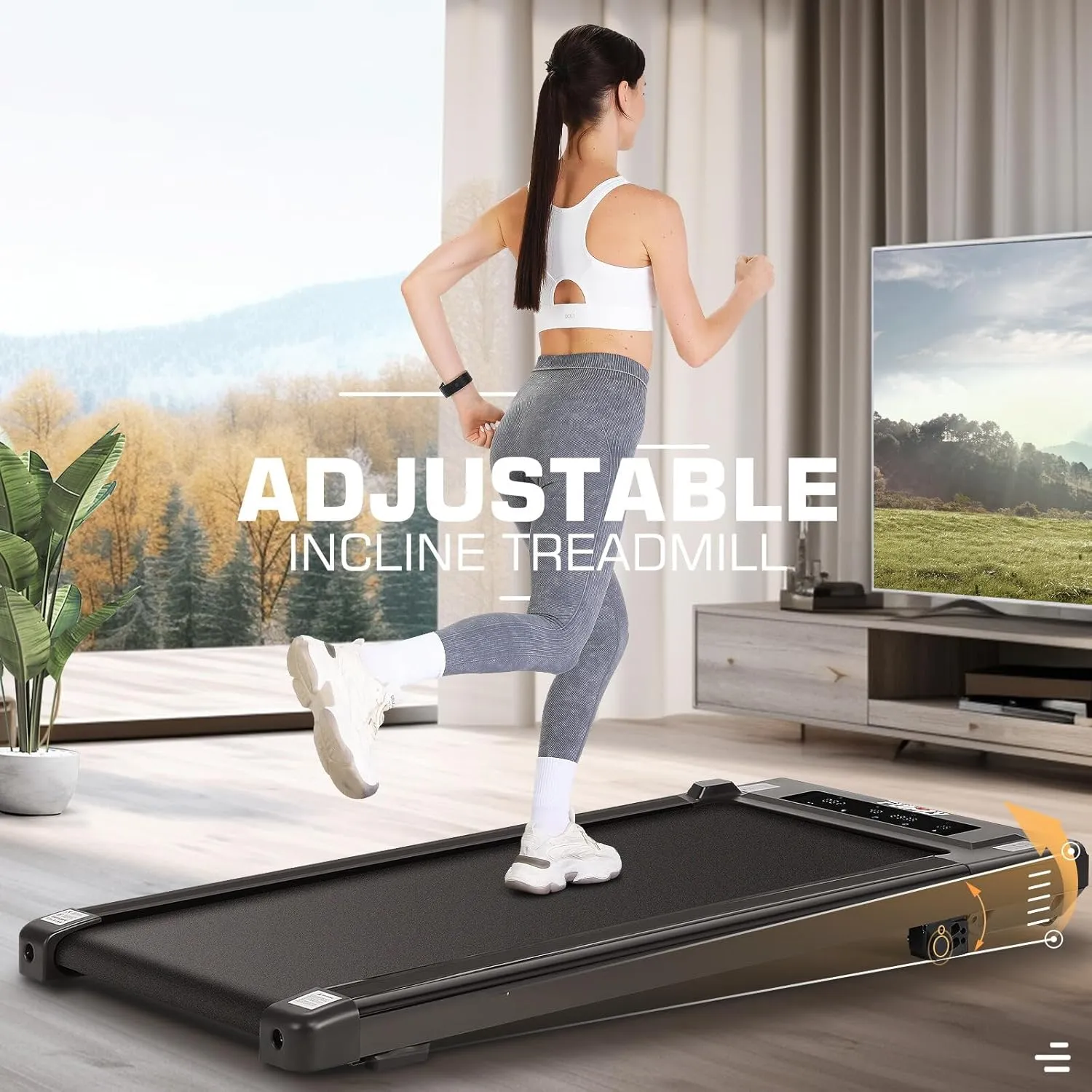 ANCHEER Walking Pad with 8% Incline, 2 in 1 Under Desk Treadmill 2.5HP Compact Running Machine with Remote Control, 300lbs Weight Capacity for Home/Gym/Office,Ultra-Quiet, Installation-Free