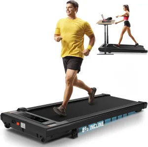 ANCHEER Walking Pad with 8% Incline, 2 in 1 Under Desk Treadmill 2.5HP Compact Running Machine with Remote Control, 300lbs Weight Capacity for Home/Gym/Office,Ultra-Quiet, Installation-Free