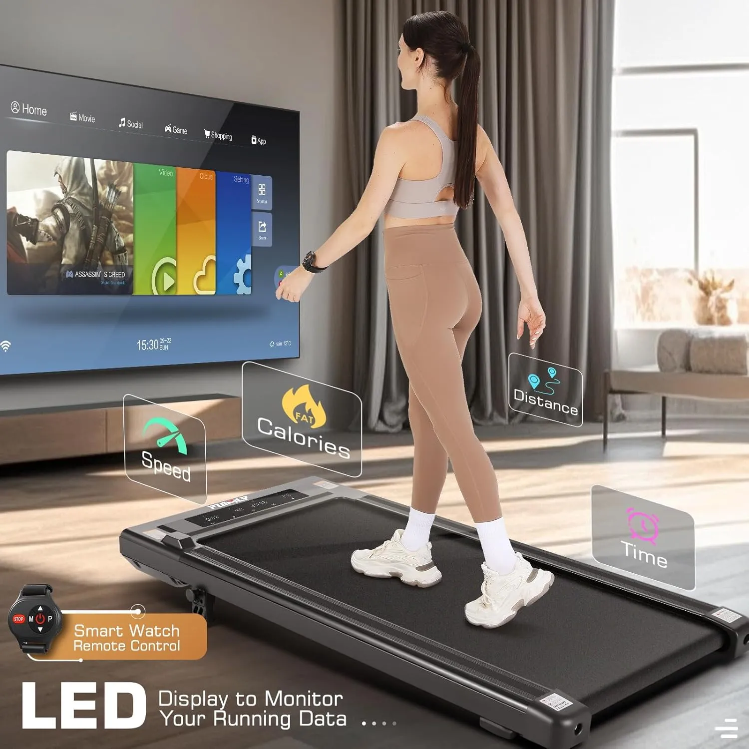 ANCHEER Walking Pad with 8% Incline, 2 in 1 Under Desk Treadmill 2.5HP Compact Running Machine with Remote Control, 300lbs Weight Capacity for Home/Gym/Office,Ultra-Quiet, Installation-Free