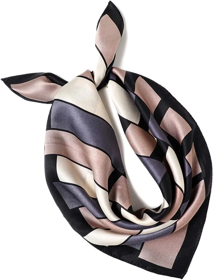 ANDANTINO 100% Mulberry Silk Scarf -21” Lightweight Square Neckerchief – Breathable Digital Printed Scarves with Gift Packed
