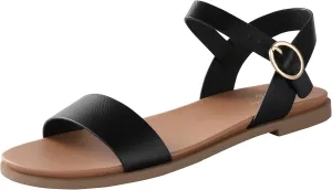 Ankis Flat sandals for Women Open Toe Comfy Women's Flats Tan Black White Sandals for Dressy Work Daily