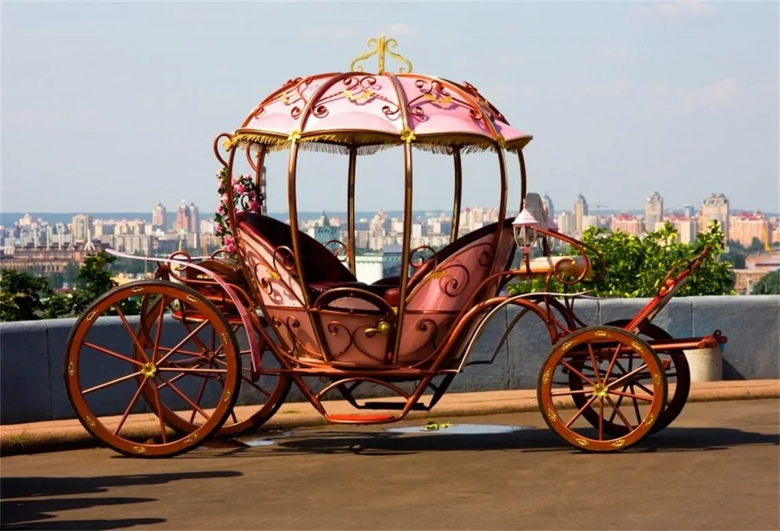AOFOTO 10x7ft Classic Carriage Background Beautiful Building Street Wedding Honeymoon Trip Photography Backdrop Vacation City Photo Studio Props Vinyl Wallpaper