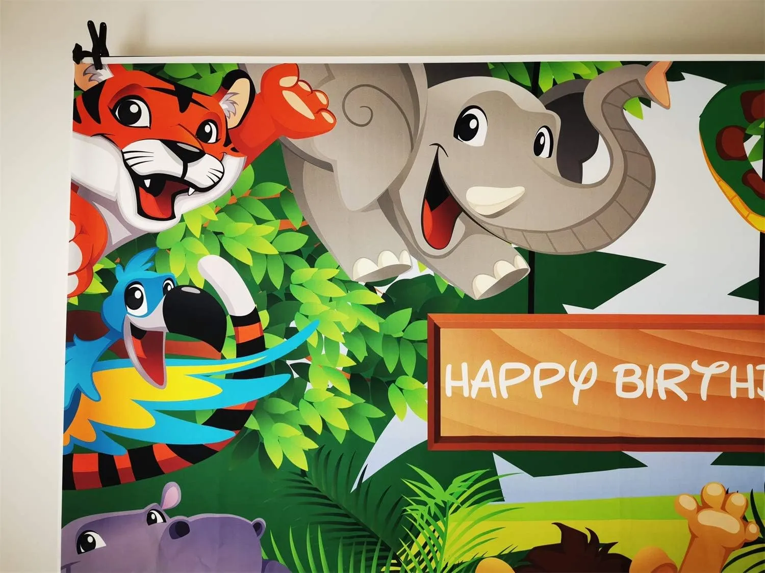 AOFOTO 7x5ft Cartoon Safari Park Animals Backdrop Kids Happy Birthday Party Decorations Fauna Jungle Forest Wildlife Elephant Photography Background Baby Zoo Theme Boy 1st Bday Photo Studio Prop Vinyl