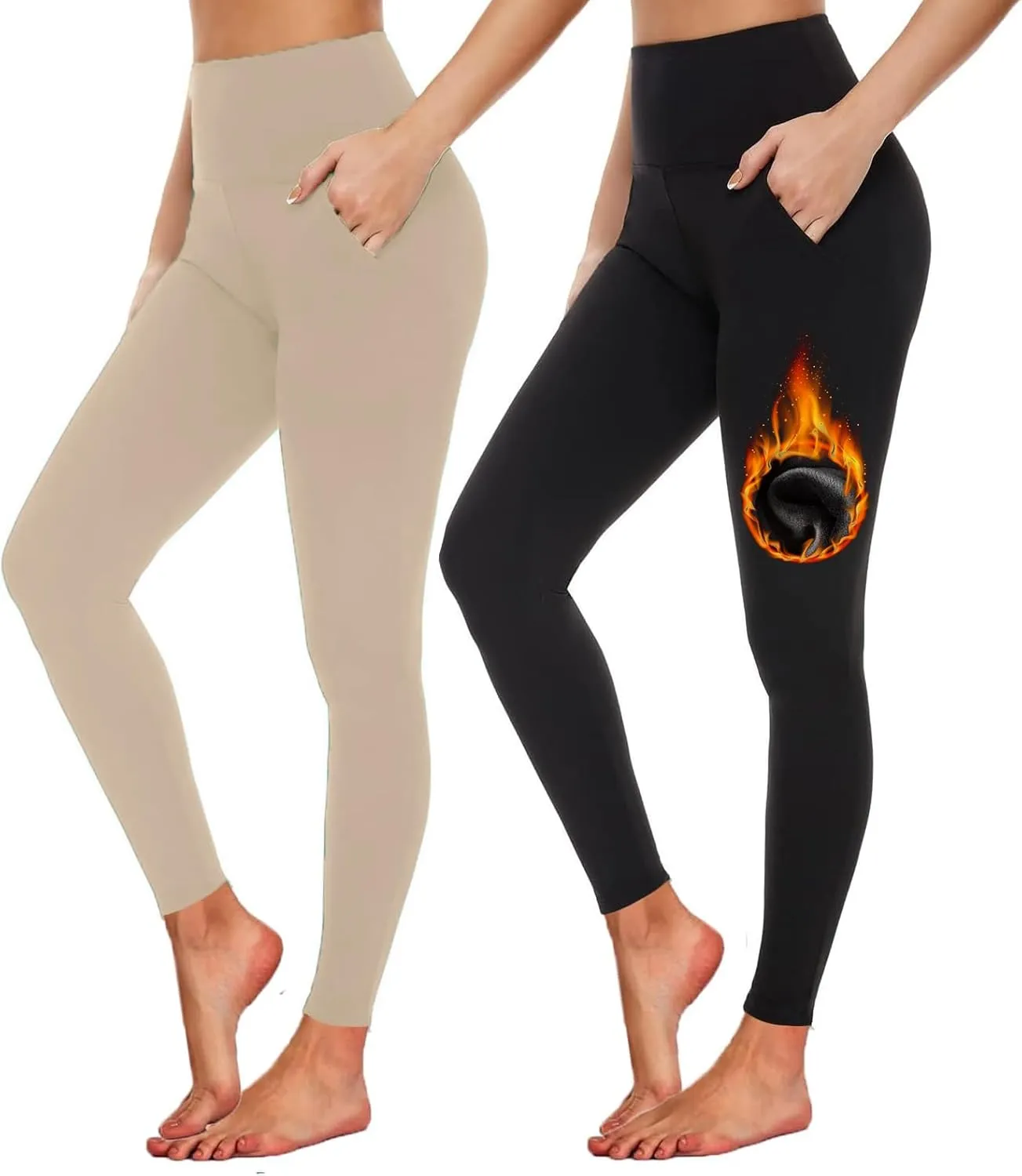 Aoliks Leggings with Pockets for Women - Yoga Pants with Pockets,Soft High Waist Tummy Control Non See Through Workout Pants