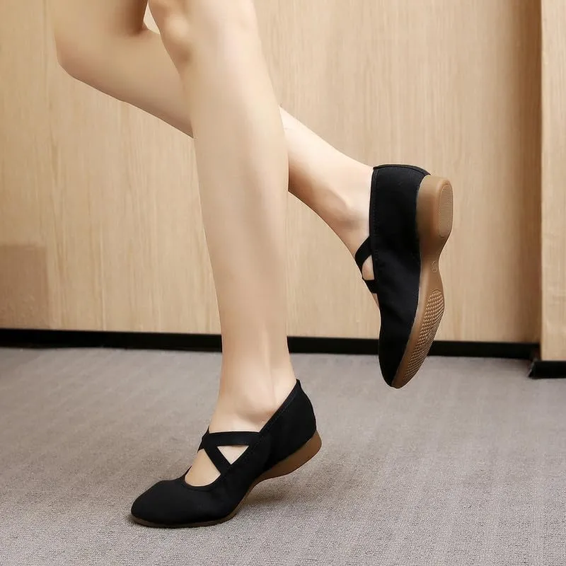 AOQUNFS Women’s Latin Dance Shoes Close Toe Ballroom Dance Practice Shoes