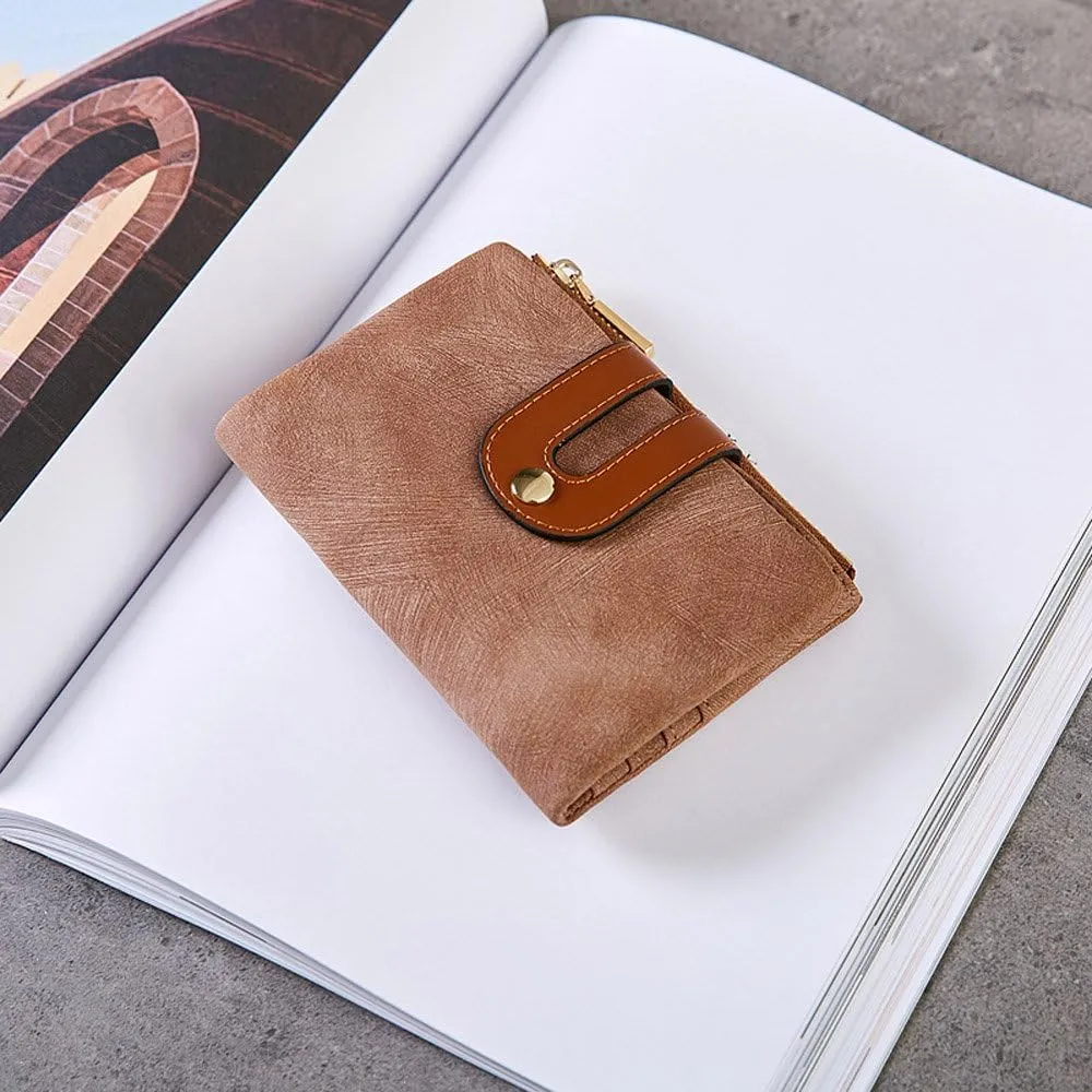 AOXONEL Women's Rfid Small Bifold Leather Wallet Ladies Mini Zipper Coin Purse id card Pocket,Slim Compact Thin