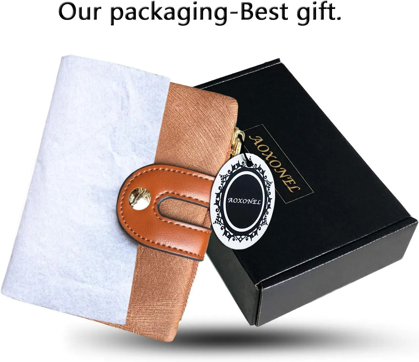 AOXONEL Women's Rfid Small Bifold Leather Wallet Ladies Mini Zipper Coin Purse id card Pocket,Slim Compact Thin