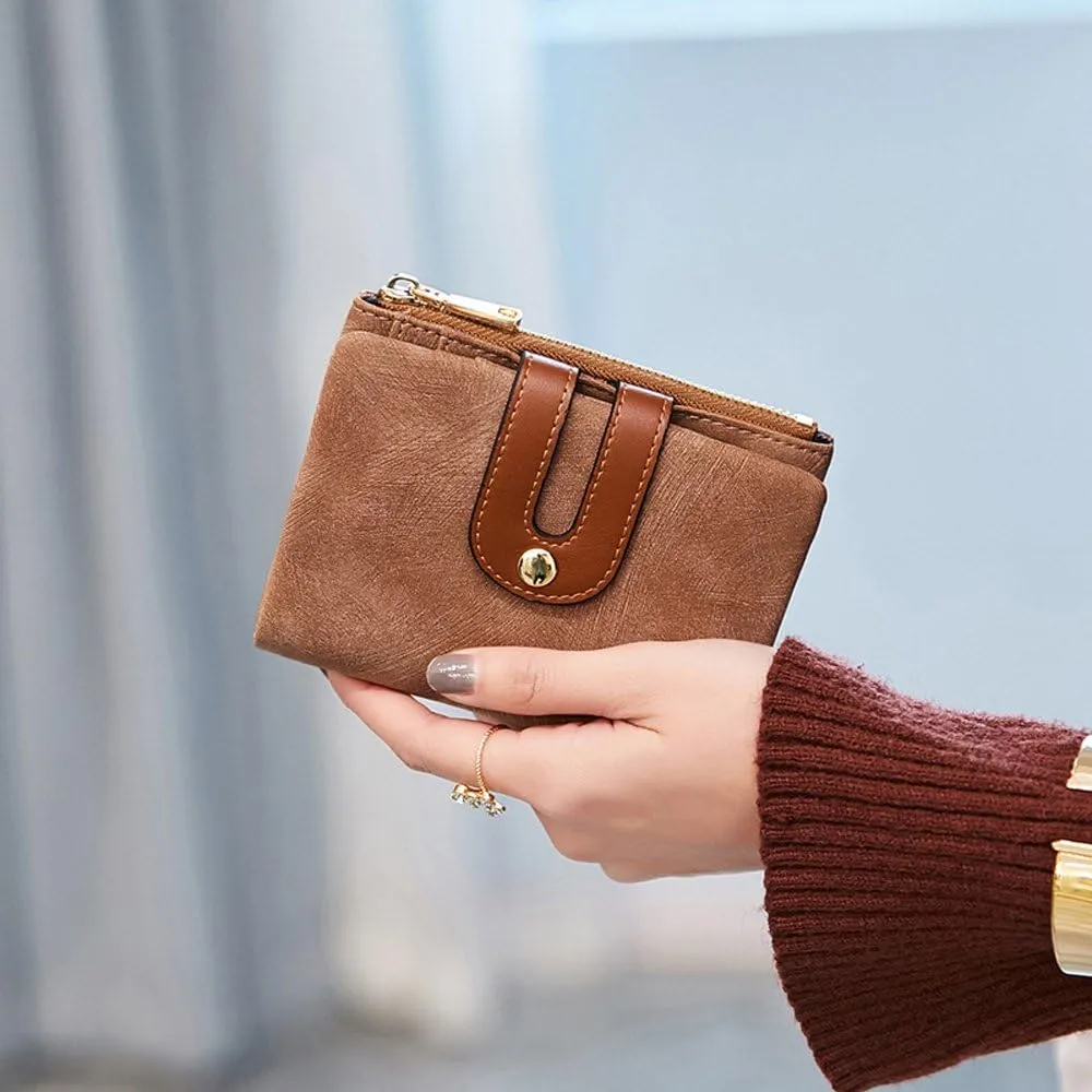 AOXONEL Women's Rfid Small Bifold Leather Wallet Ladies Mini Zipper Coin Purse id card Pocket,Slim Compact Thin