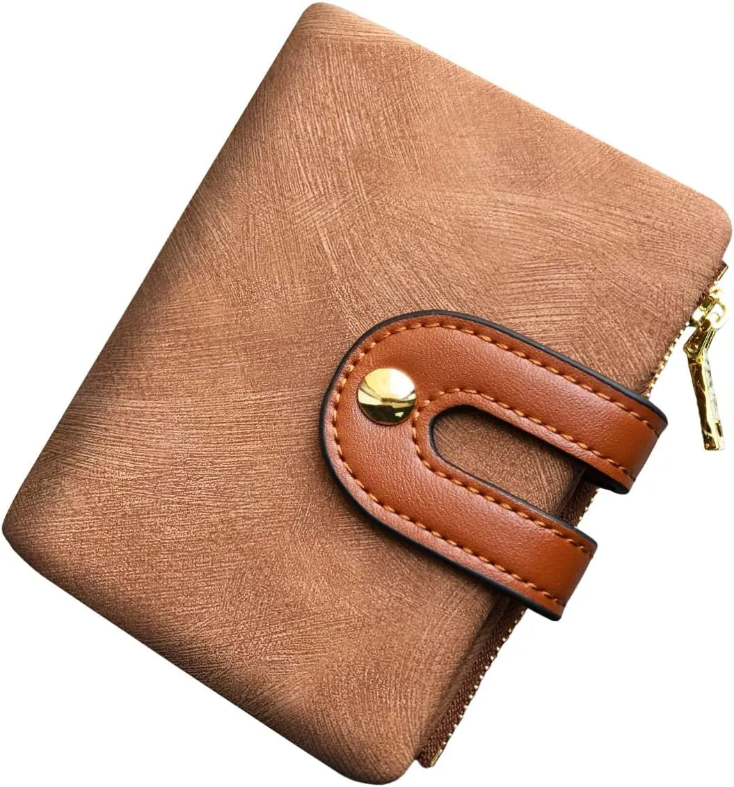 AOXONEL Women's Rfid Small Bifold Leather Wallet Ladies Mini Zipper Coin Purse id card Pocket,Slim Compact Thin