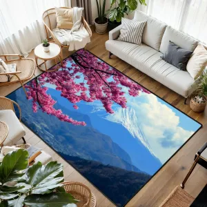 Area Rug Mt Cherry Blossom View from Mt Matsuda Kanagawa Prefecture Washable 6x9 feet Large Rugs for Bedroom Kitchen Living Room Non Slip Outdoor Carpets Soft Mats for Home Playroom Decor