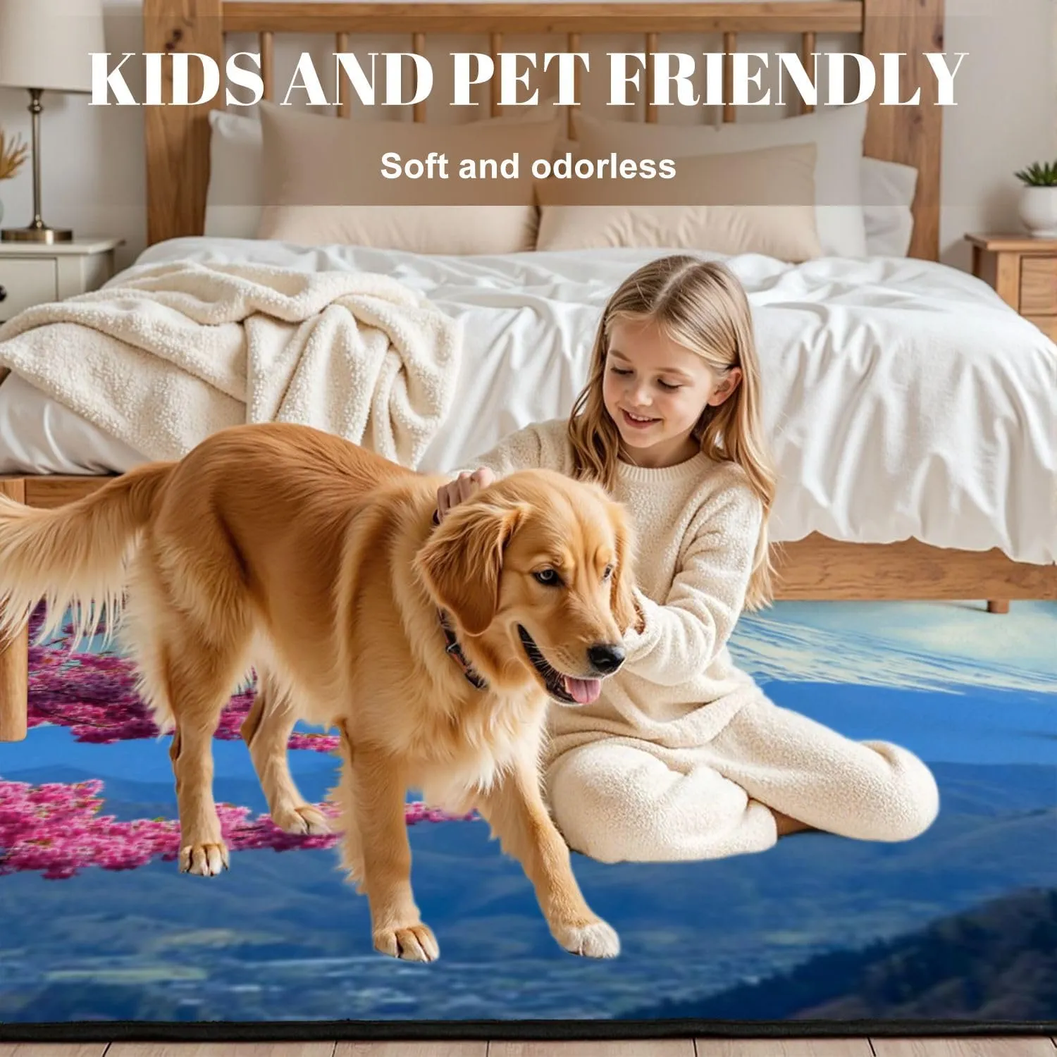 Area Rug Mt Cherry Blossom View from Mt Matsuda Kanagawa Prefecture Washable 6x9 feet Large Rugs for Bedroom Kitchen Living Room Non Slip Outdoor Carpets Soft Mats for Home Playroom Decor