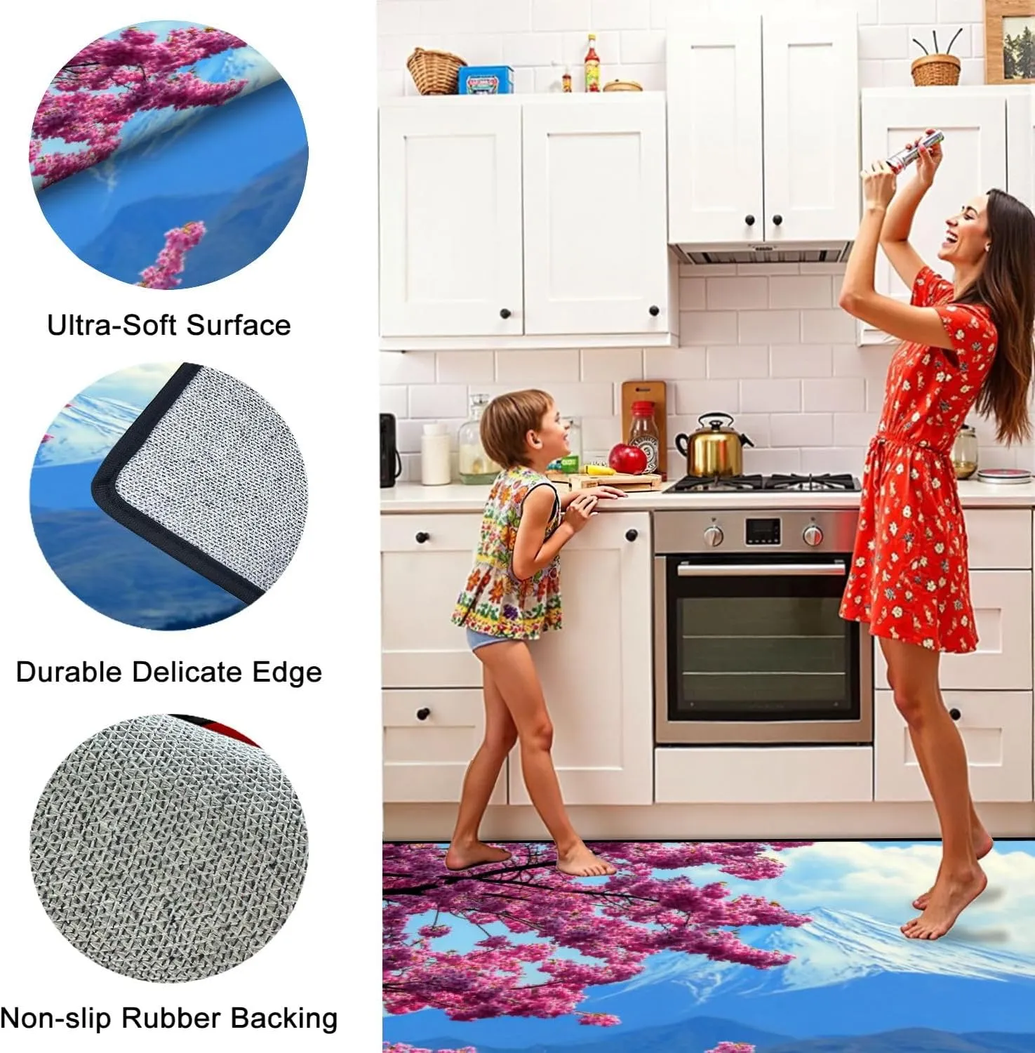 Area Rug Mt Cherry Blossom View from Mt Matsuda Kanagawa Prefecture Washable 6x9 feet Large Rugs for Bedroom Kitchen Living Room Non Slip Outdoor Carpets Soft Mats for Home Playroom Decor