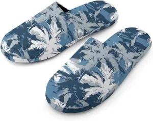 Army Camouflage Palm Trees Warm Mens Slippers Winter Slip On Breathable Lightweight House Shoes Washable Indoor