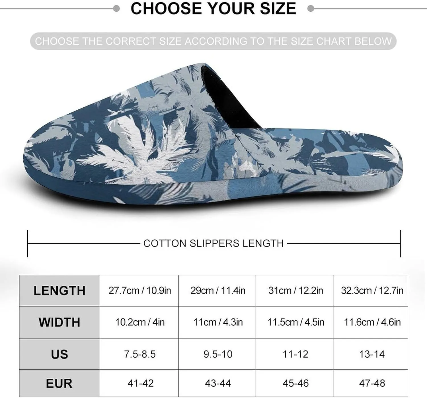 Army Camouflage Palm Trees Warm Mens Slippers Winter Slip On Breathable Lightweight House Shoes Washable Indoor