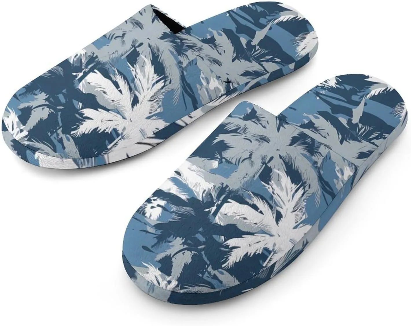 Army Camouflage Palm Trees Warm Mens Slippers Winter Slip On Breathable Lightweight House Shoes Washable Indoor