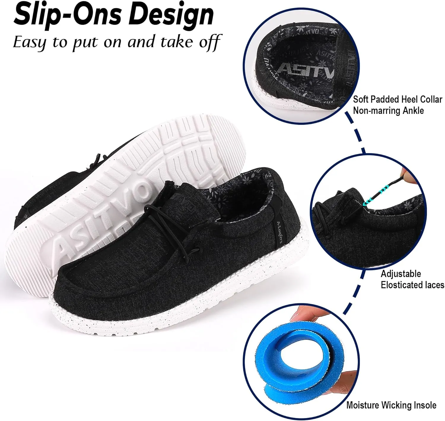 ASITVO Men's Wide Loafers & Slip-ons|Big Size Casual Slip on Walking Shoes|Width Toe Box
