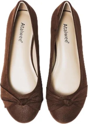 Ataiwee Women's Wide Width Flats Shoes - Ladies Cute and Comfortable Dress Ballet Shoes.
