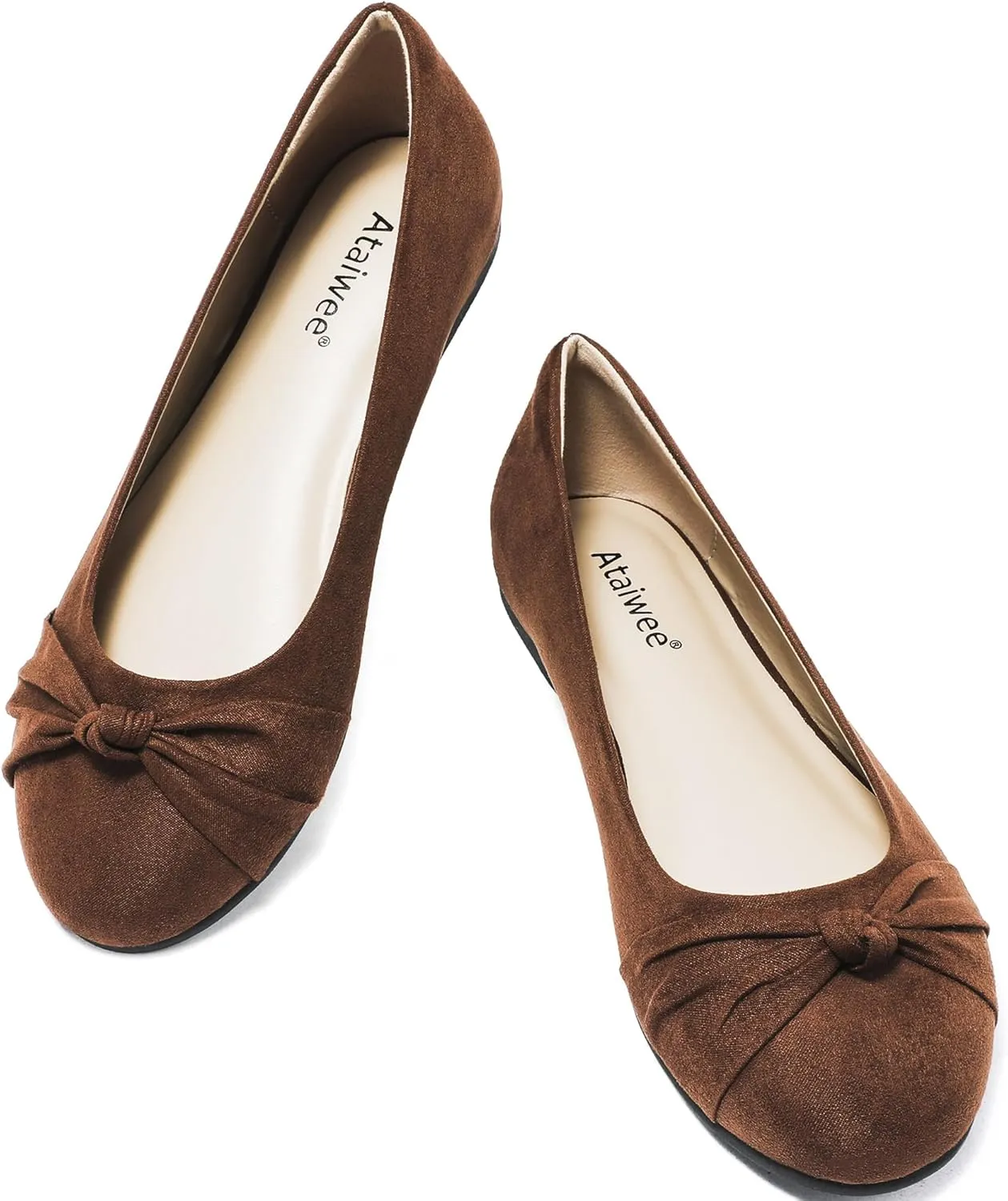 Ataiwee Women's Wide Width Flats Shoes - Ladies Cute and Comfortable Dress Ballet Shoes.