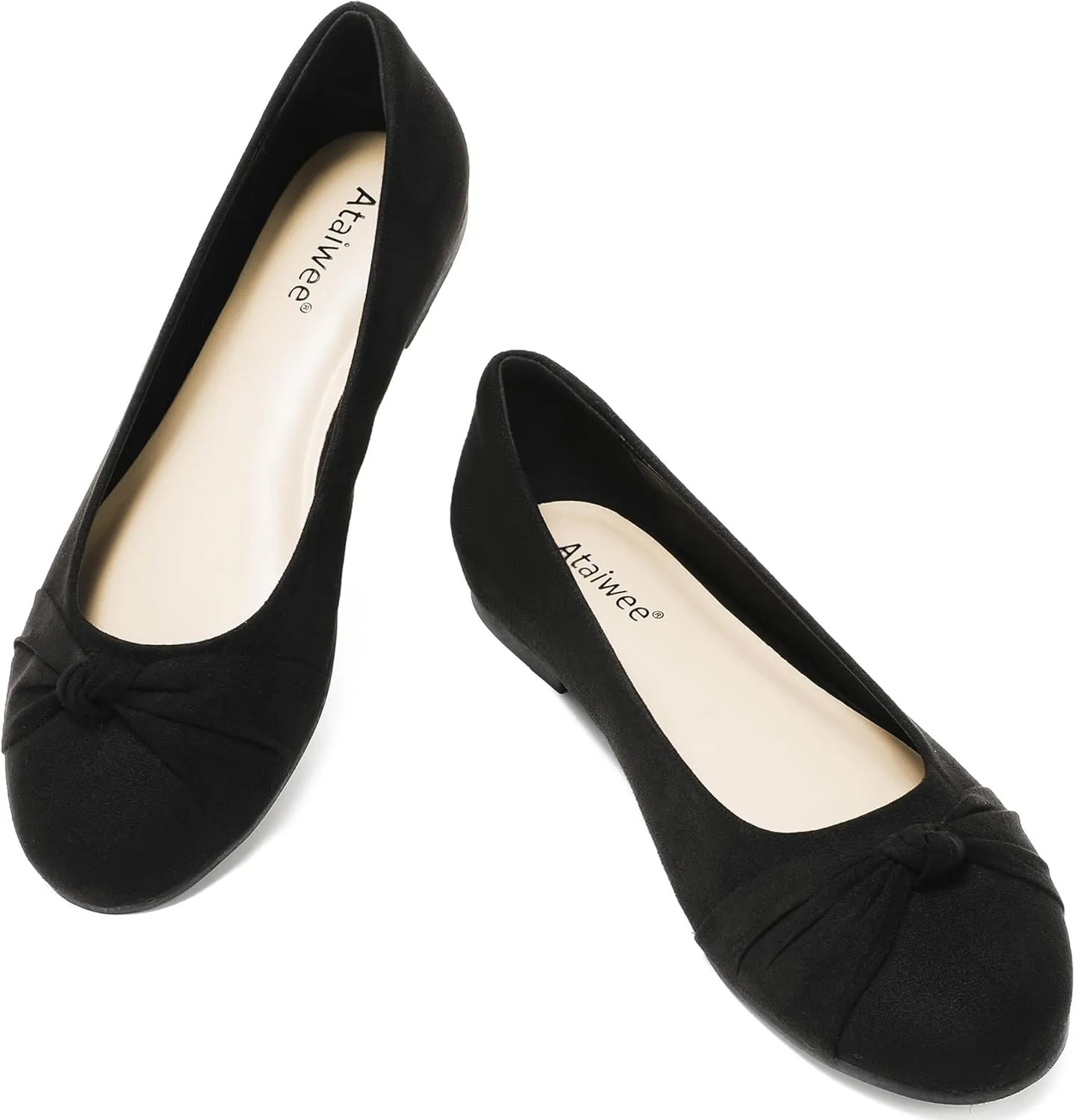 Ataiwee Women's Wide Width Flats Shoes - Ladies Cute and Comfortable Dress Ballet Shoes.
