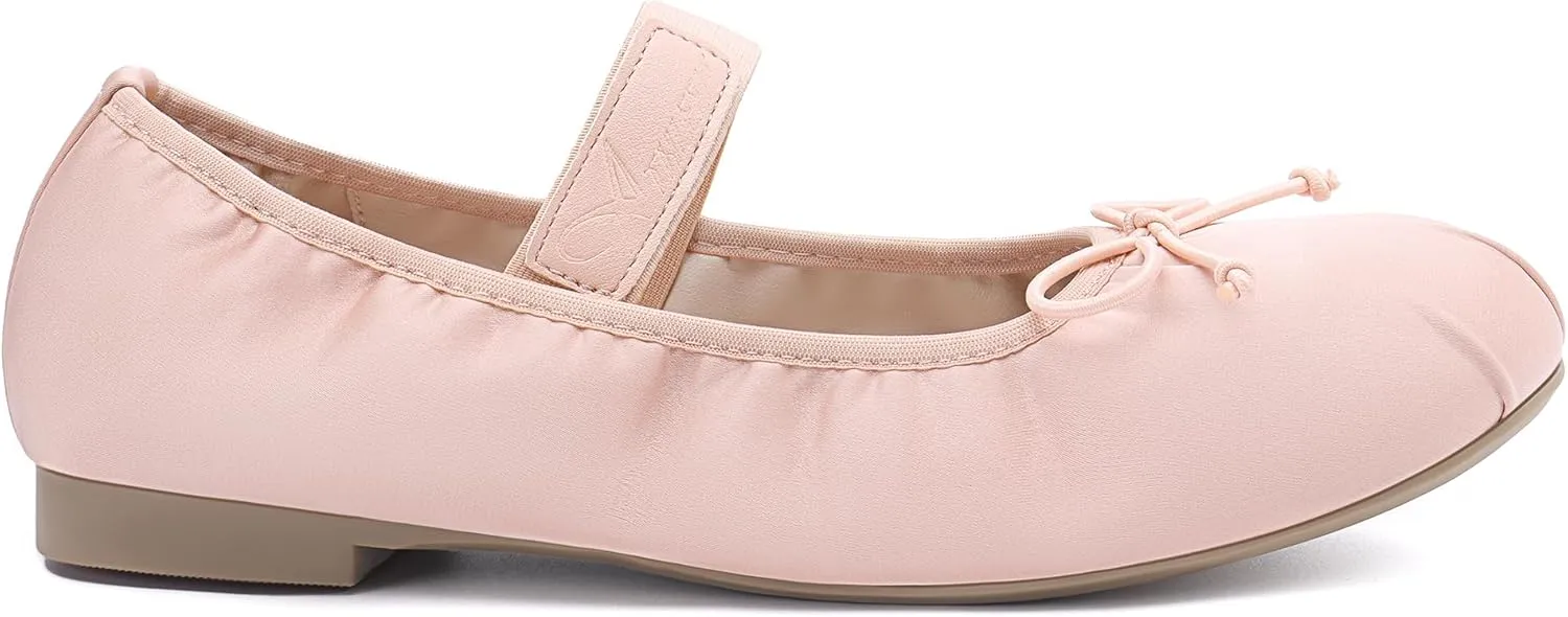Athlefit Ballet Flats Shoes for Women Mary Jane Flats Bow Dressy Comfortable Round Toe Slip On Ballerina Flat Shoes