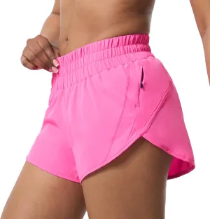 Aurefin Athletic Shorts for Women,Women's Quick Dry Workout Sports Active Running Track Shorts with Elastic and Zip Pockets