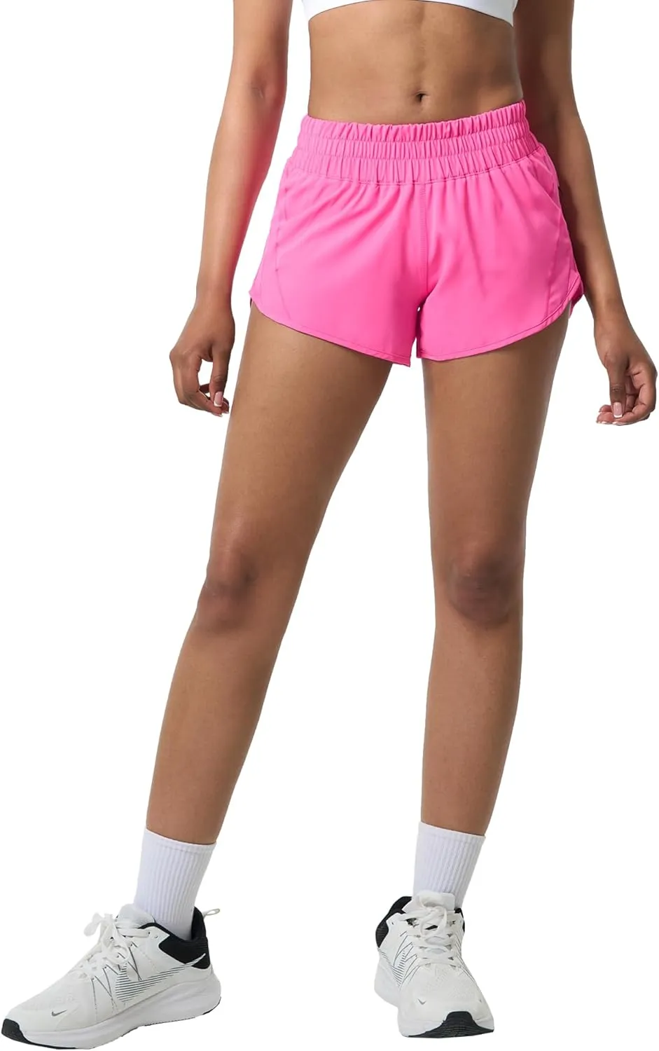 Aurefin Athletic Shorts for Women,Women's Quick Dry Workout Sports Active Running Track Shorts with Elastic and Zip Pockets