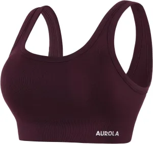 AUROLA Power Sports Bras for Women - Push Up Workout Bra Square Neck Yoga Bra Padded Low Impact Gym Bra Crop Top