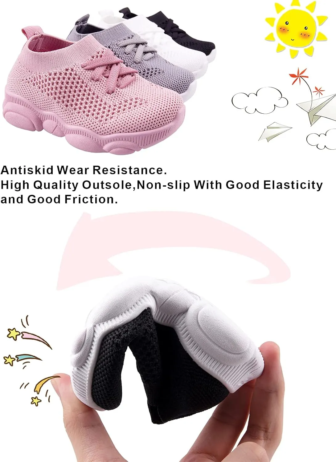 Baby Boy Girl First Walking Shoes Toddler Infant Mesh Sneakers Breathable Lightweight Non-slip Rubber Sole Summer