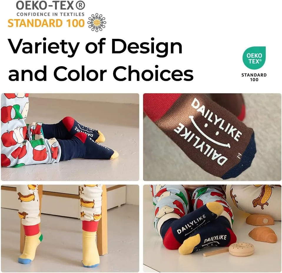 Baby Boys Girls Ankle Non Slip Crew Color Block Socks with Anti Skid Grippers for Infants Toddlers Kids 4 Pairs