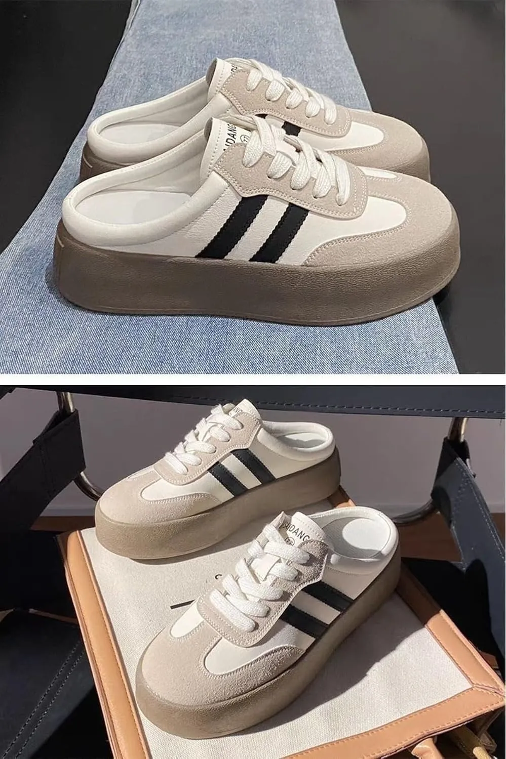 Backless Tennis Shoes for Women Wide Mule Sneakers Slip on Backless Sneakers Platform Canvas Mules Non Slip Chunky Thick Sole Lace Up Breathable Mesh Casual Walking Slides Lightweight Round Toe Girl