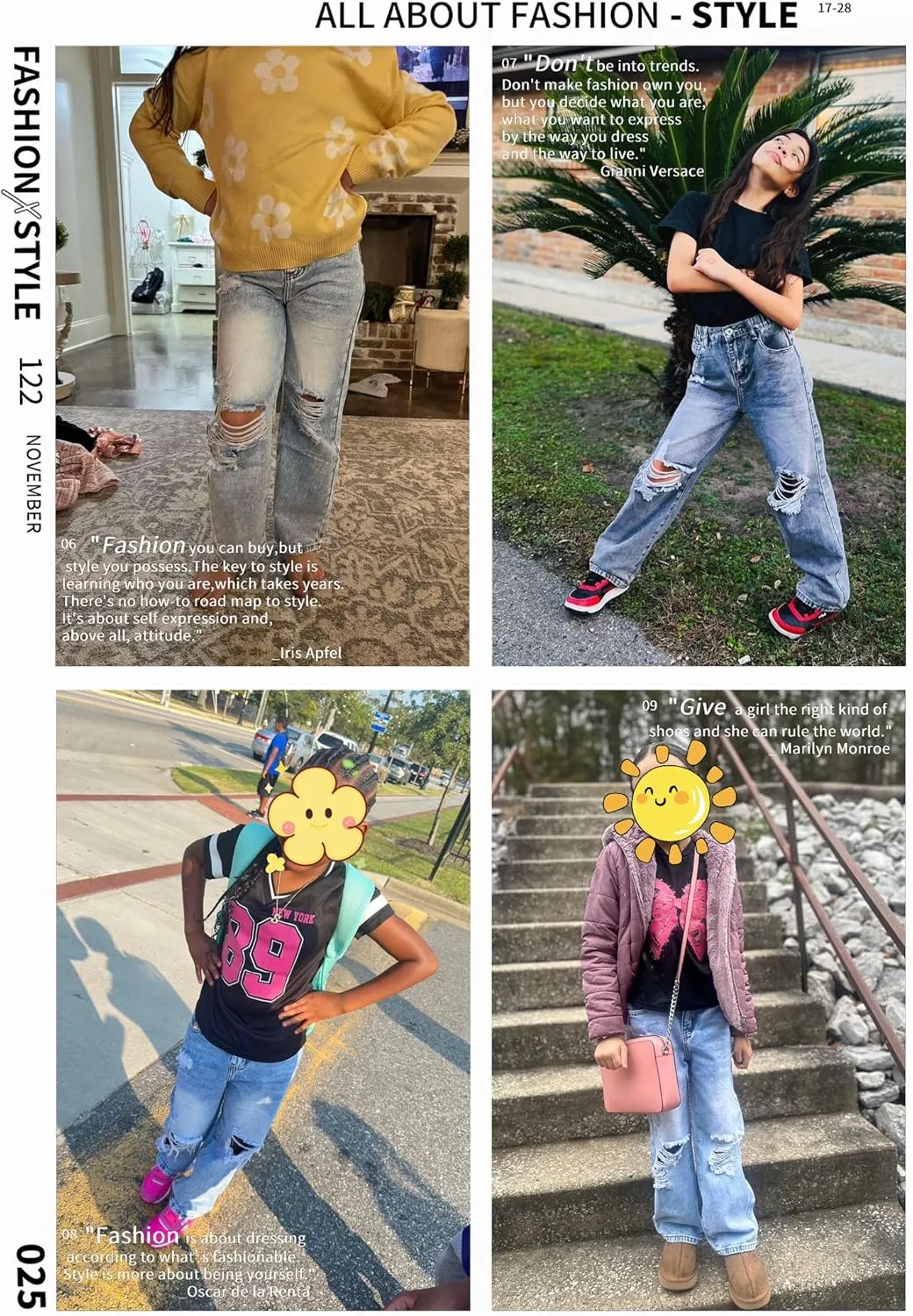 Baggy Jeans for Girls Wide Leg Ripped High Elastic Waisted Denim Pants Cute Summer Trousers Y2K Streetwear 7-14Y