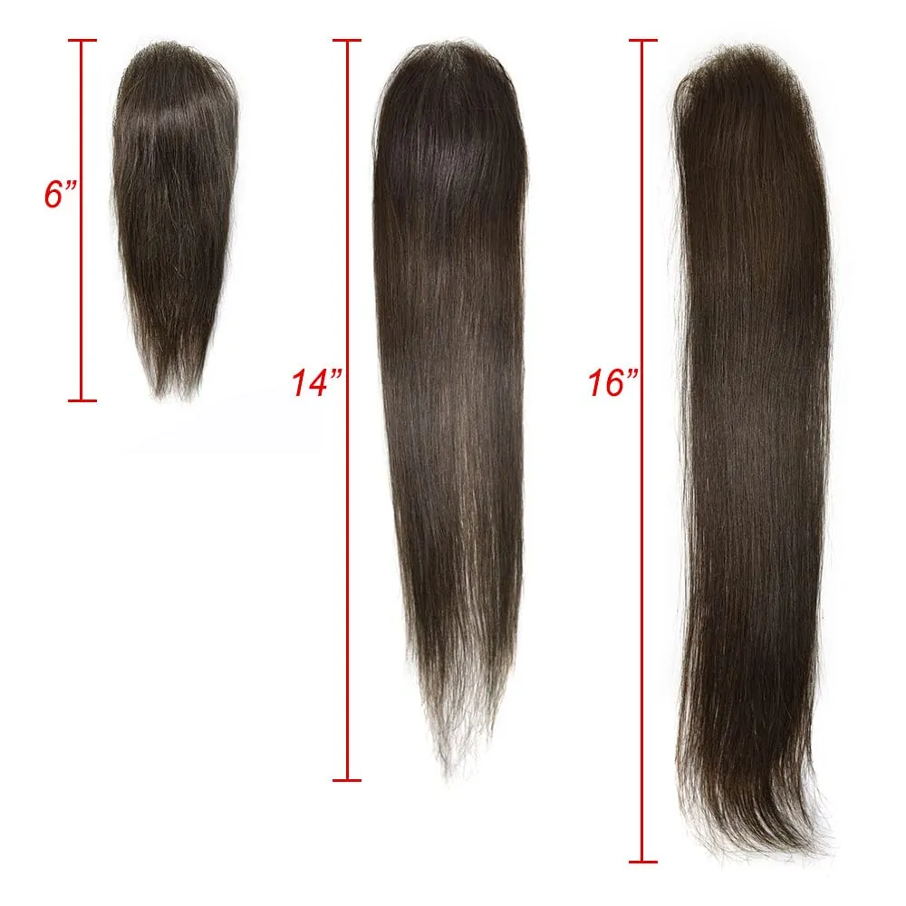 Bald Spot Hair Patch For Men V-Looped Remy Human Hair Patch For Bald Spot Natural lookimg Hair Replacement Unit Thin Skin Hair Piece for Bald Spot Hair Systems (#2 DARKEST BROWN, 4cm X 8cm - 14 INCH)