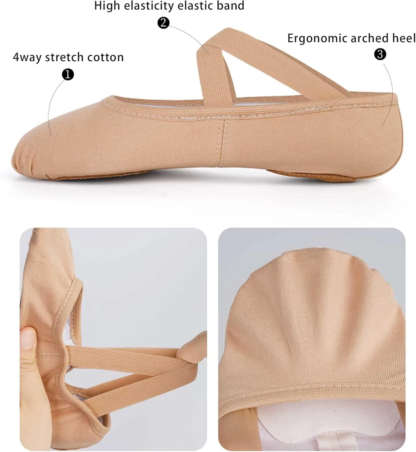 Ballet Shoes for Women Canvas Performa Dance Slippers Split Sole for Girls