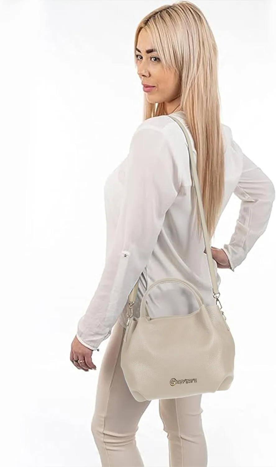 Baroncelli Italian Leather Purse for Women Genuine Soft Leather Medium Size Shoulder Crossbody Bag Made in Italy