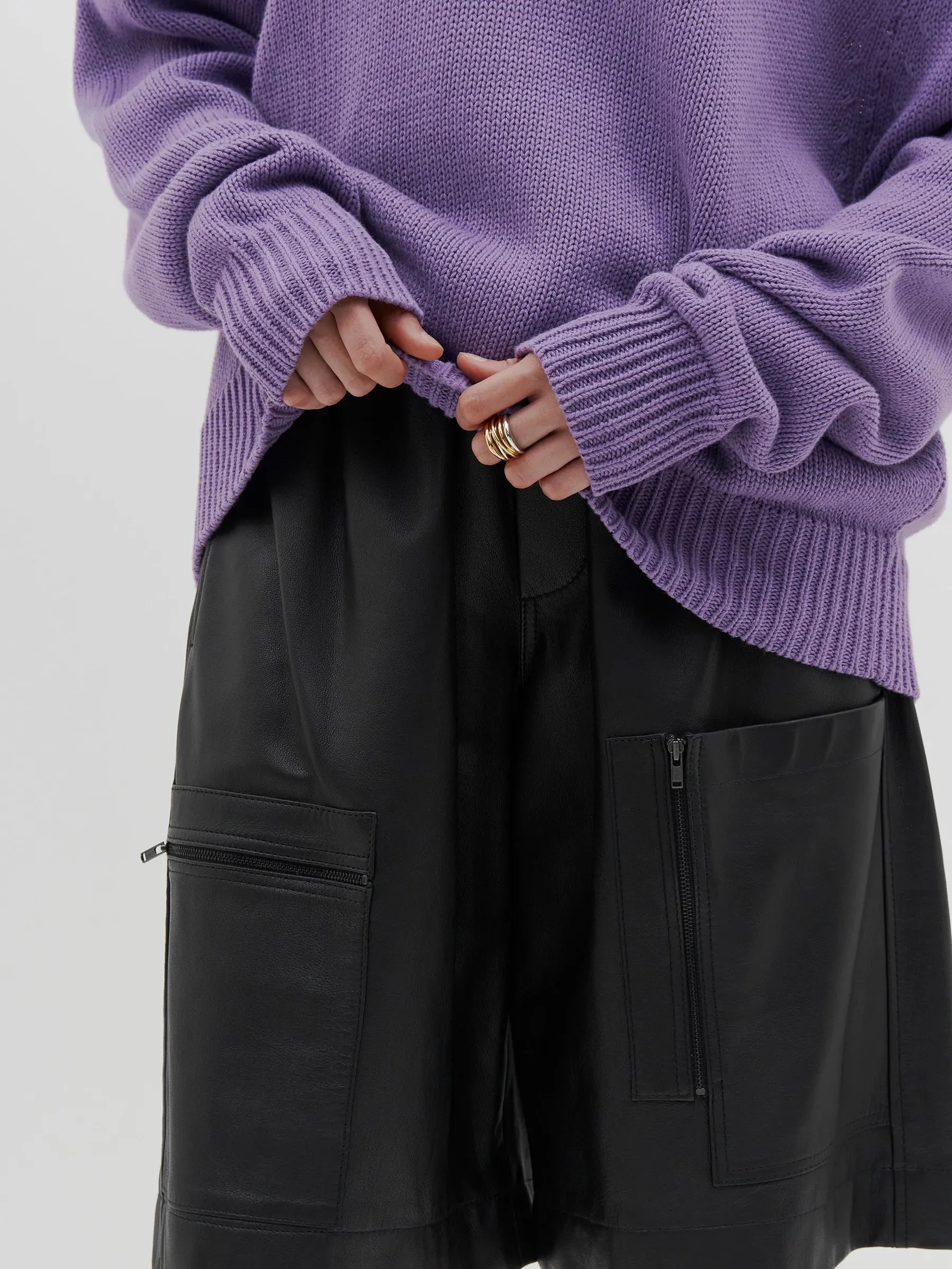 BASSIKE Cotton Linen V-Neck Boxy Knit