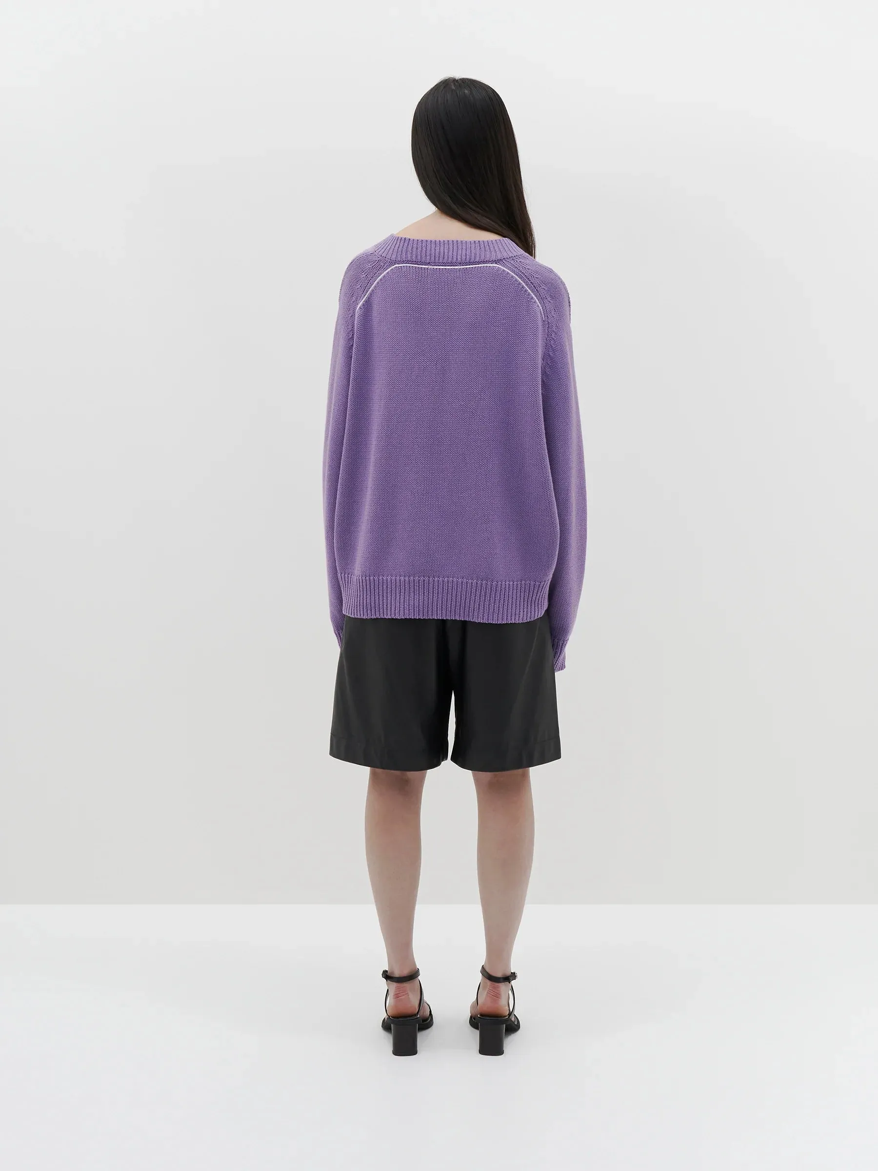 BASSIKE Cotton Linen V-Neck Boxy Knit