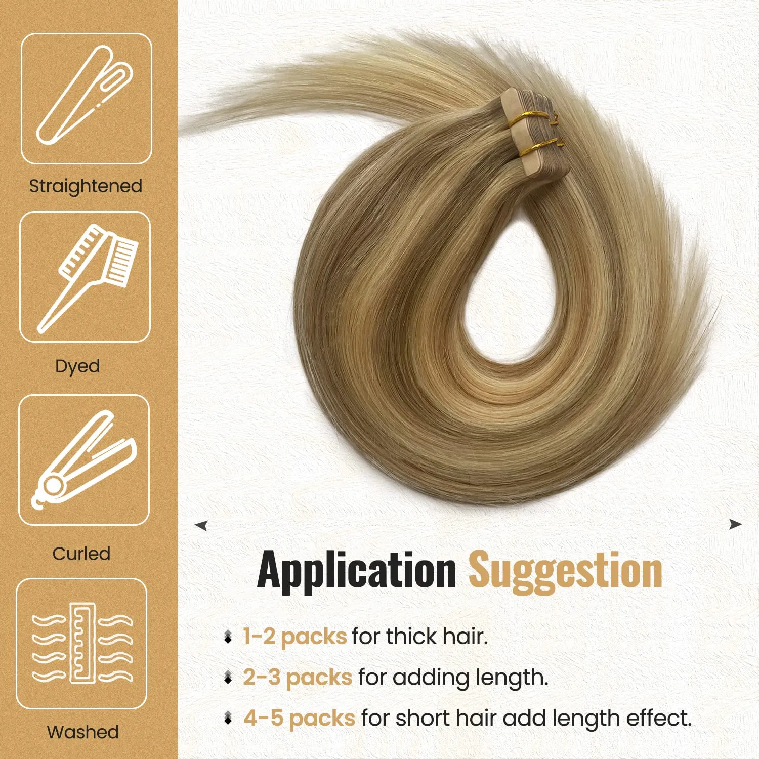 Belaved Real Human Hair Ash Blonde Mix Bleach Blonde Tape in Hair Extensions 14inch Straight Extensions for White Women 50g 20pcs #18p613