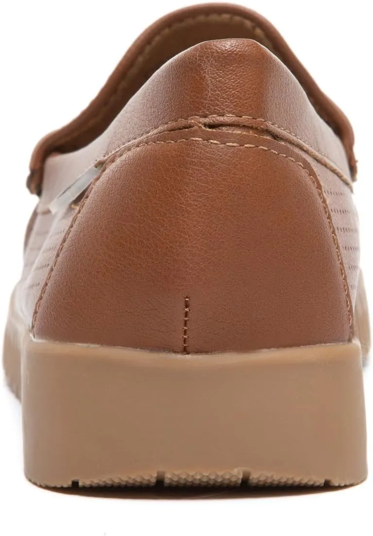 Bernal Loafers for Women Slip On Penny Loafers Hollow Out Breathable Slip On Flat Shoes Work Walking Shoes with Buckle