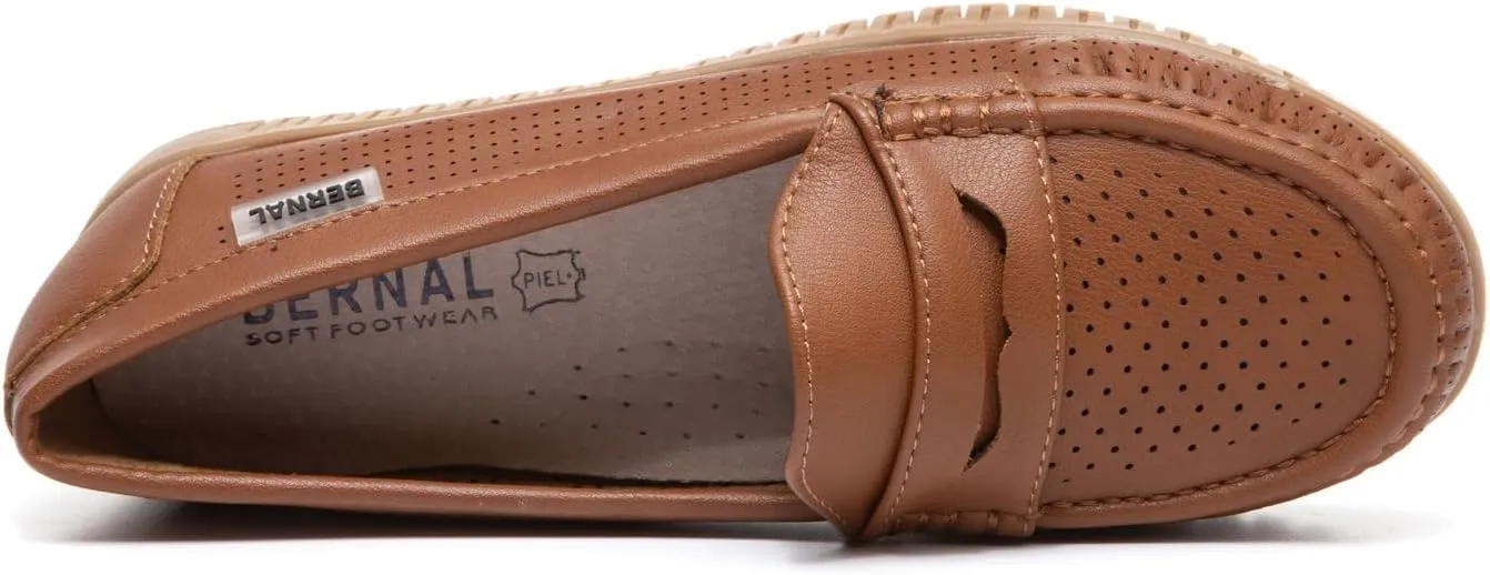 Bernal Loafers for Women Slip On Penny Loafers Hollow Out Breathable Slip On Flat Shoes Work Walking Shoes with Buckle