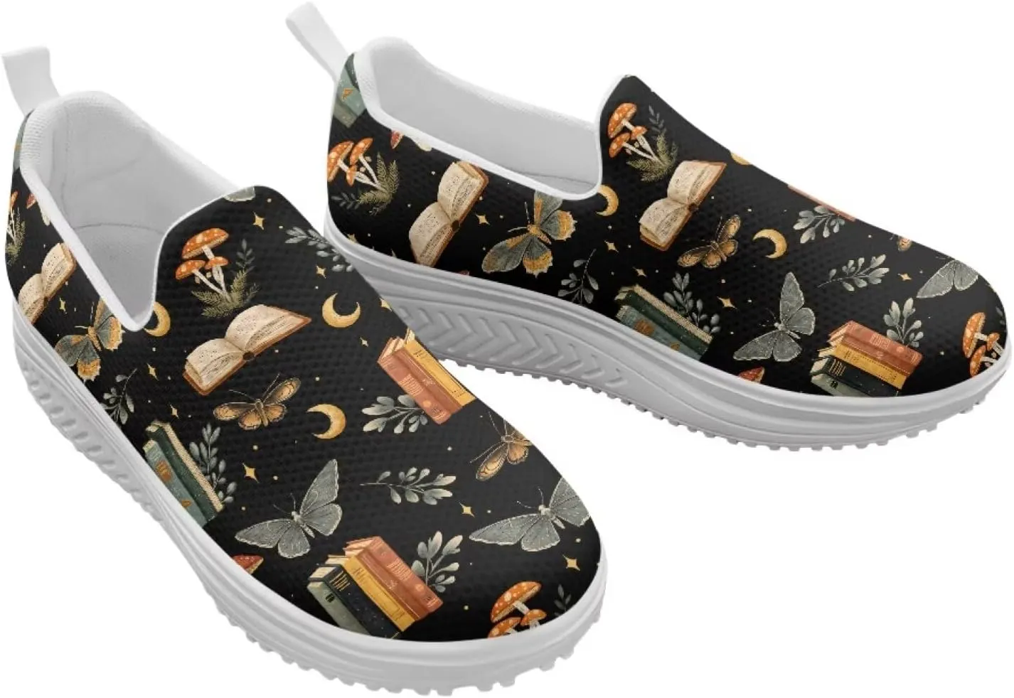 Binienty Women's Slip-On Platform Loafers Breathable Mesh Walking Sneakers Rocking Bottom Footwear