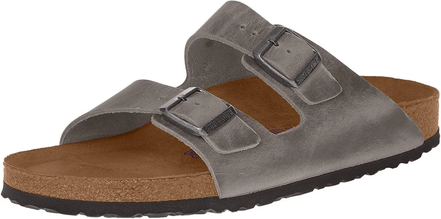 Birkenstock Womens Shoes Men's Arizona Soft Footbed Sandals, Iron, Grey, 13 Medium US