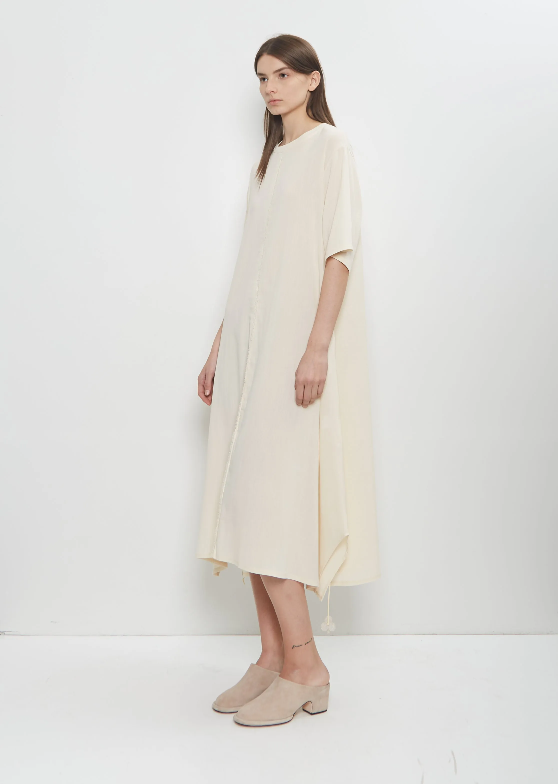 Biwa Yoryu Cotton Dress — Ivory
