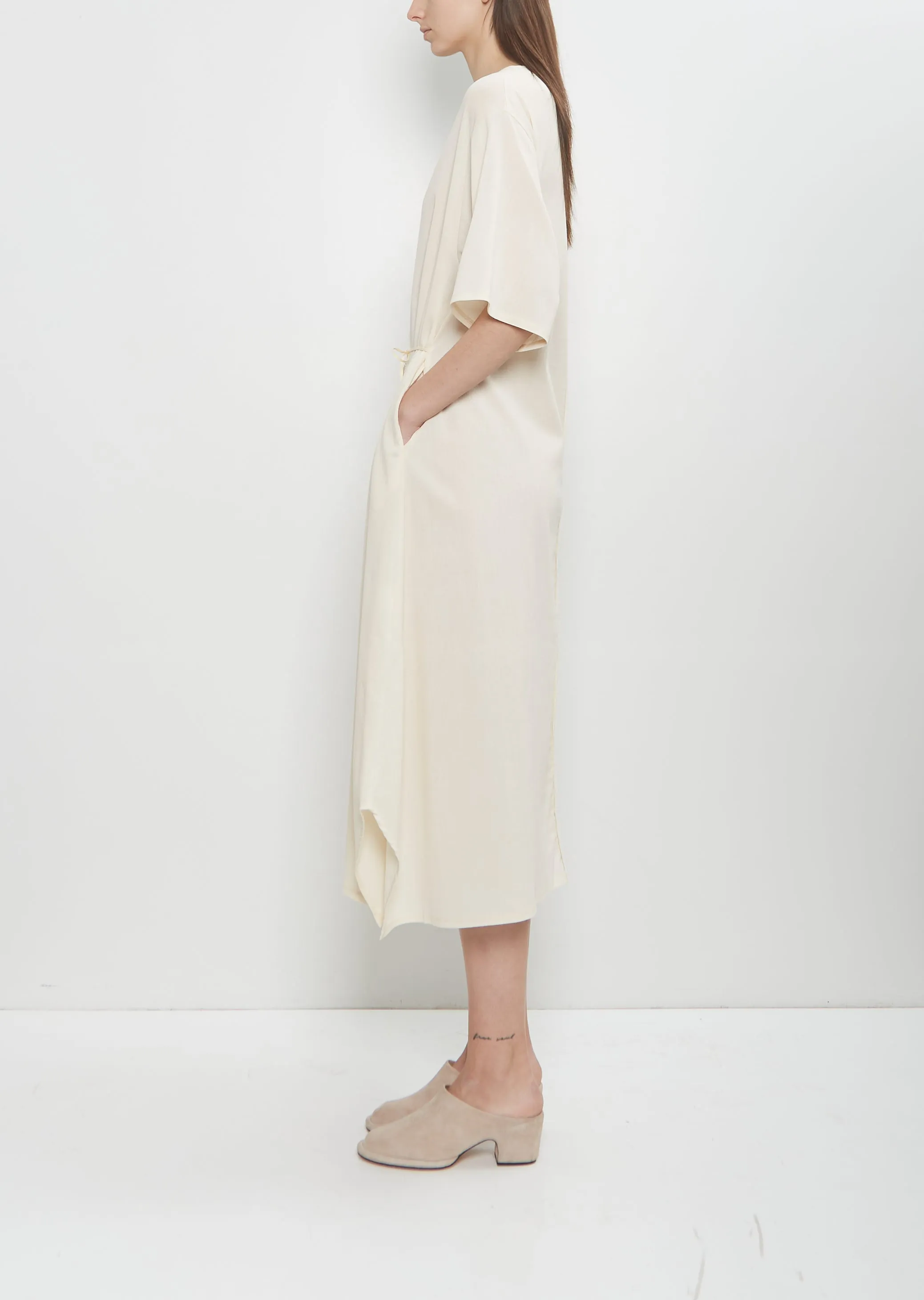 Biwa Yoryu Cotton Dress — Ivory