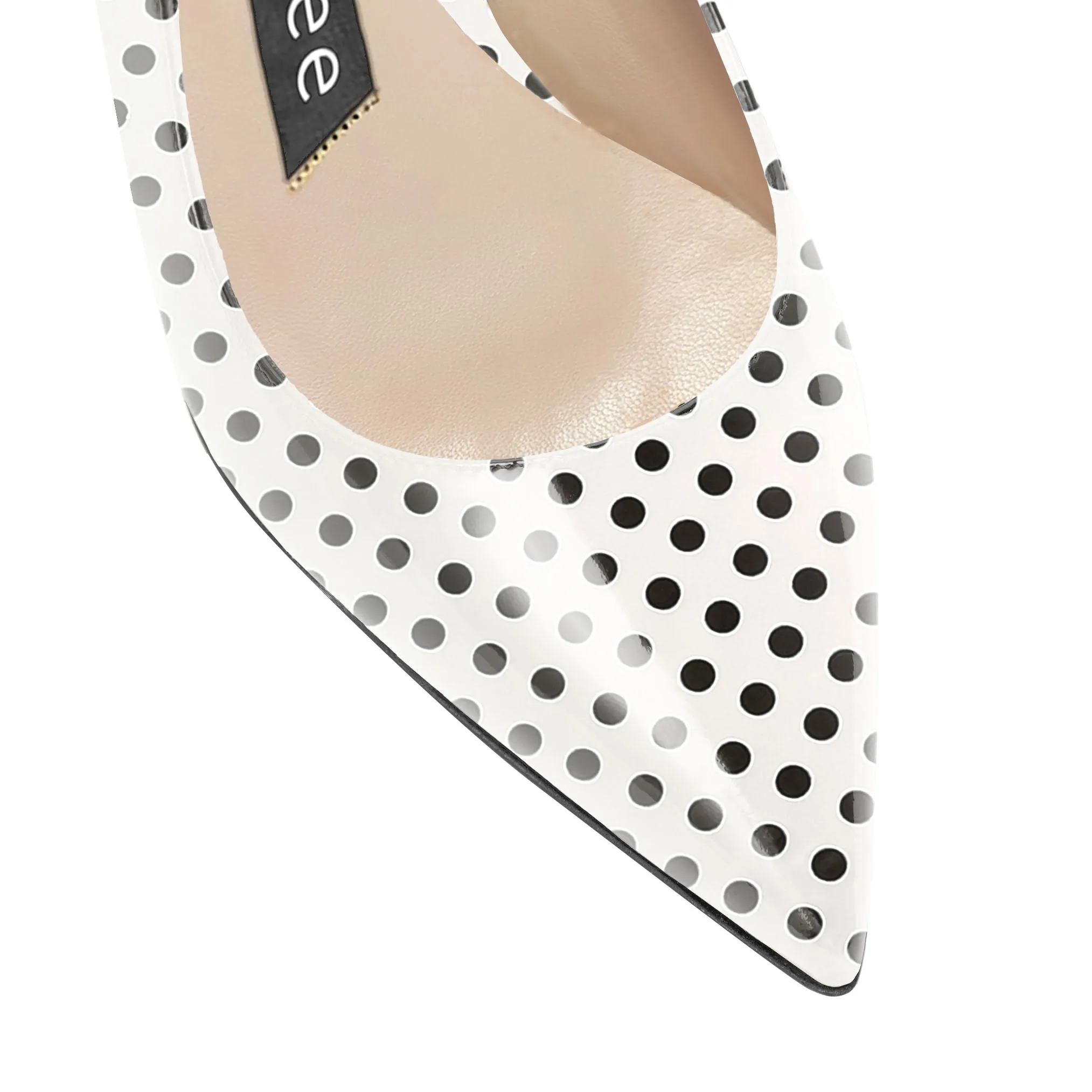 Black Dots Buckle Strap Kitten Heel Sandal Shoes 2 Inch