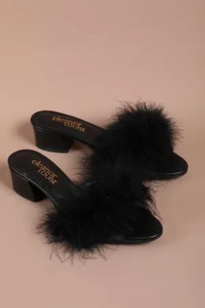 Black Low Feathers Mule