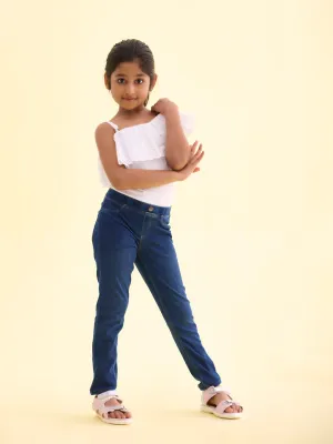Blue Cotton Poly Stretch Denim Jeggings